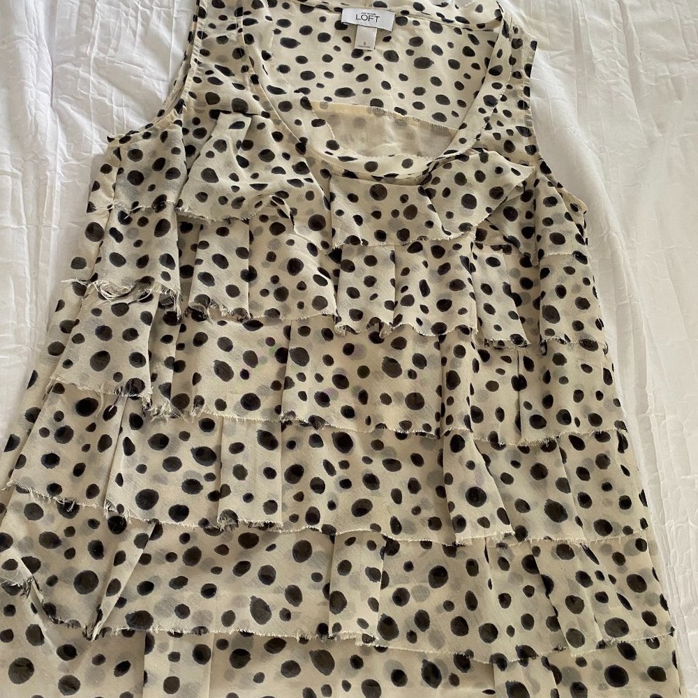 Loft cream polka dot blouse/cami